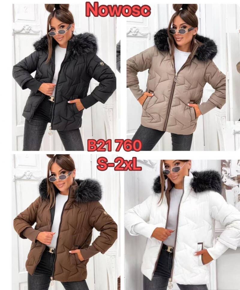 Kurtki damskie zimowe Roz S-2XL, 1 Kolor Paczka 5 szt 